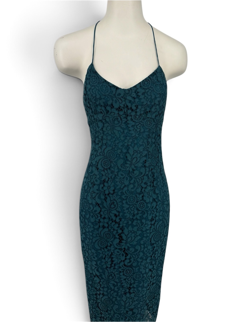 Kimchi Blue Spaghetti Strapped Lace Teal Midi | Size 4